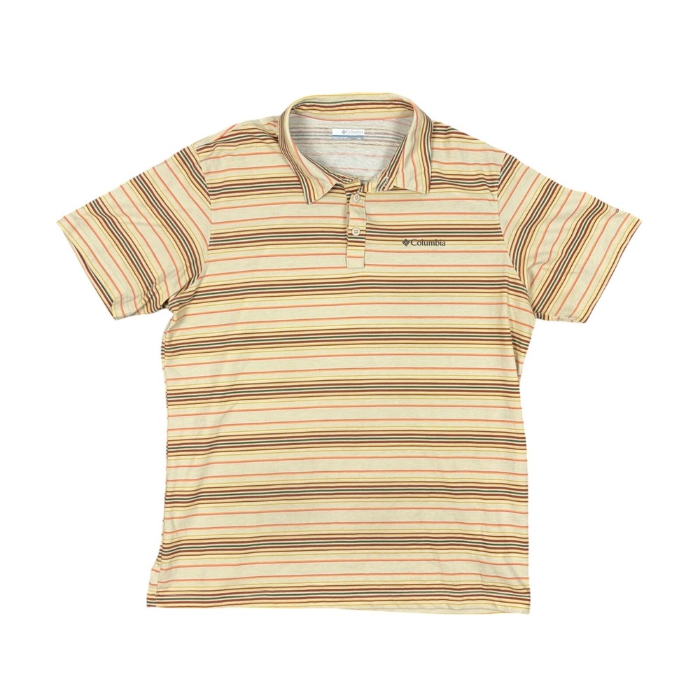 Columbia Omni-Wick Mens Large Striped Polo Shirt Short Sleeve Golf Multicolor